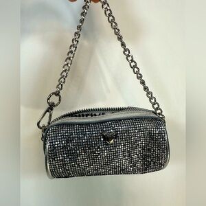 Juicy Couture Silver Barrel Coin Purse with Silver chain Cocktail Party Prom